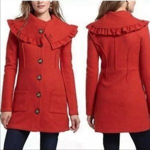 Beautiful Monogram Brand Anthropologie boiled wool jacket, red
